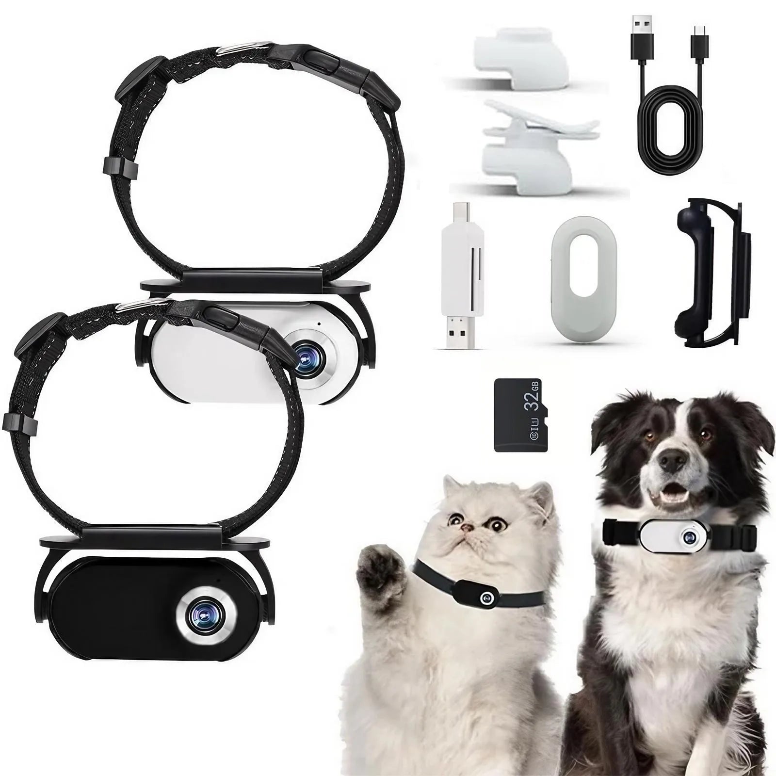 1080P HD pet camera collar main display
