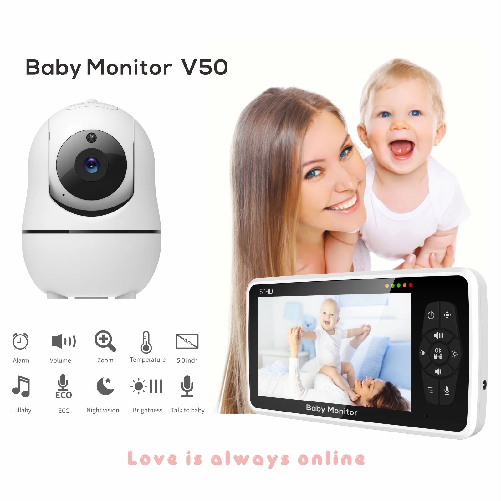 5" 1080P Video Baby Monitor with Camera