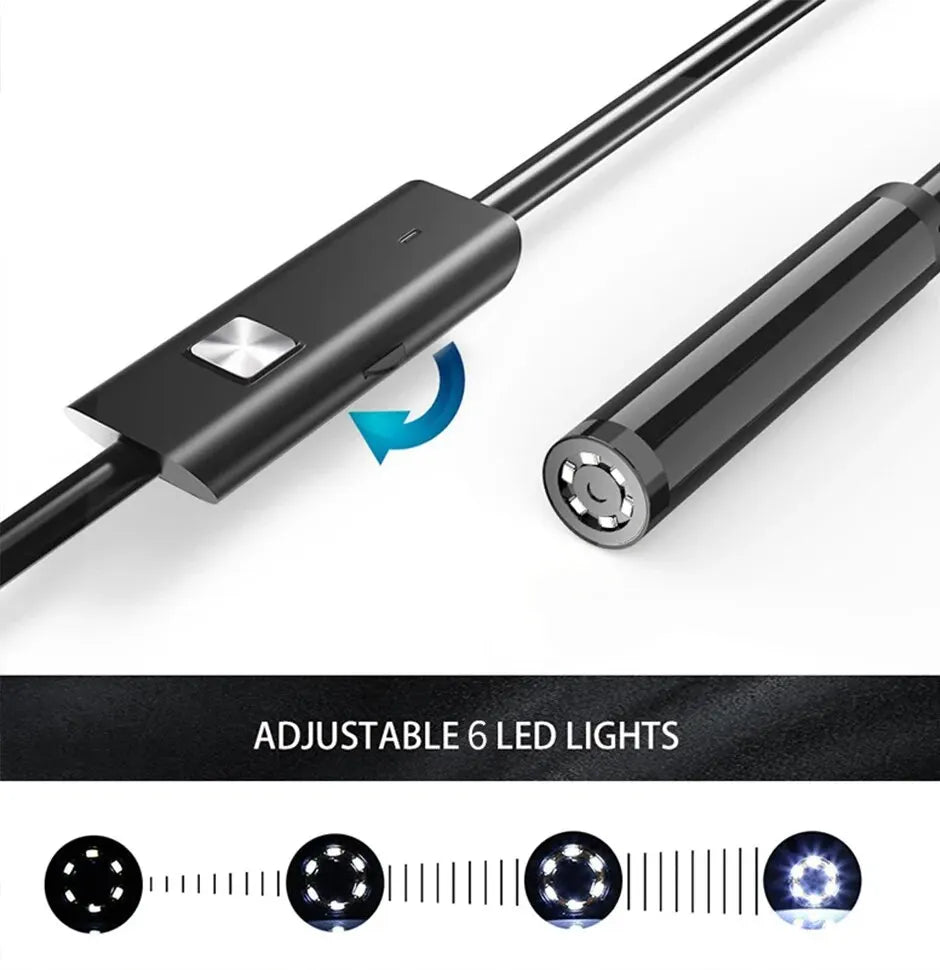6 adjustable white LED lights on 7mm endoscope camera head