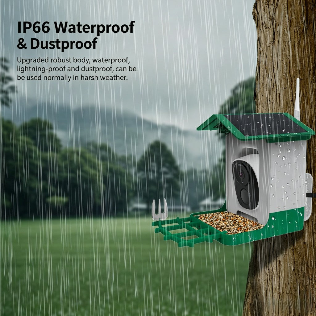 HoweYi BFC300 AI Smart Bird Feeder Camera with Solar Power IP66 Waterproof