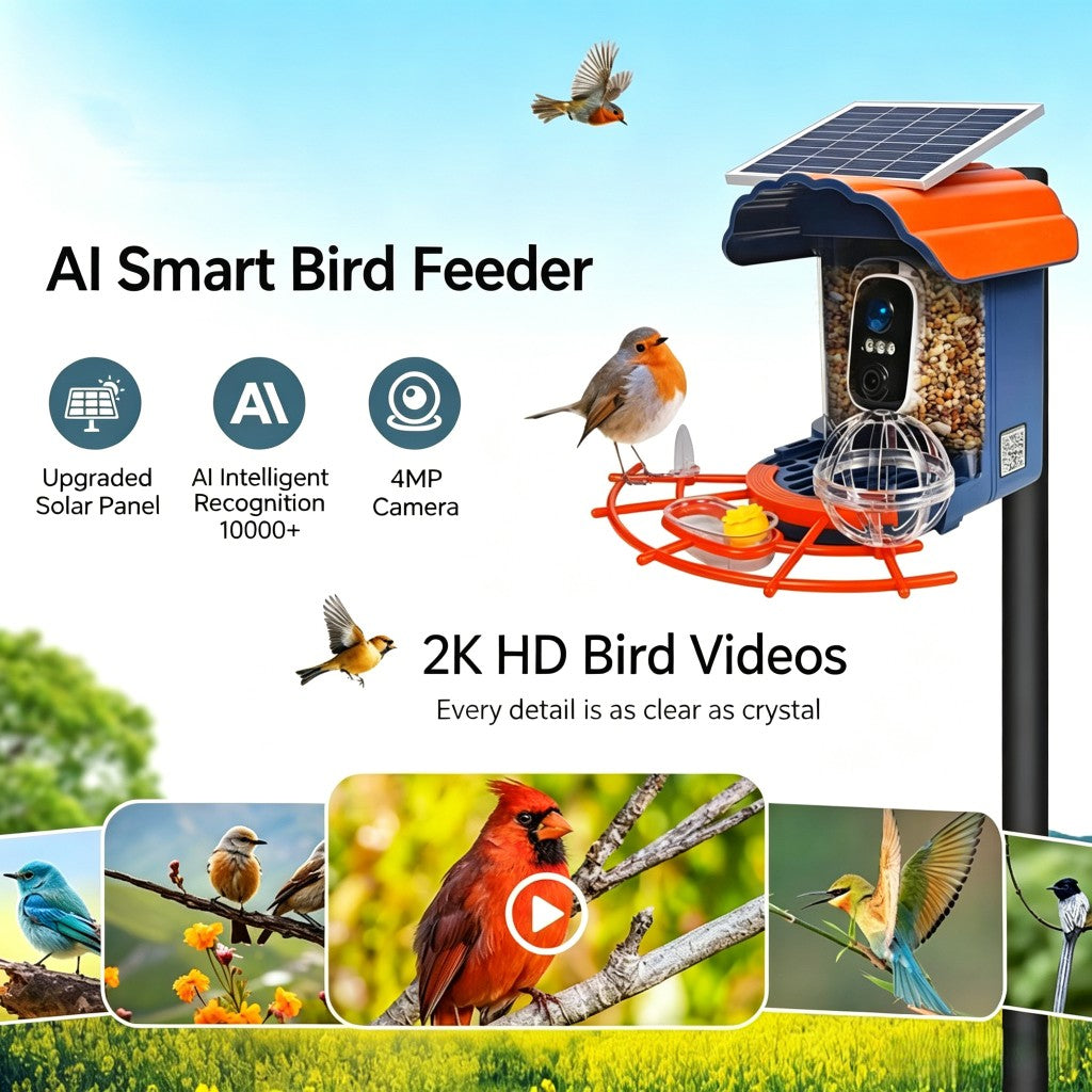 HoweYi BFC400R Smart Bird Feeder with Solar Panel Main Features