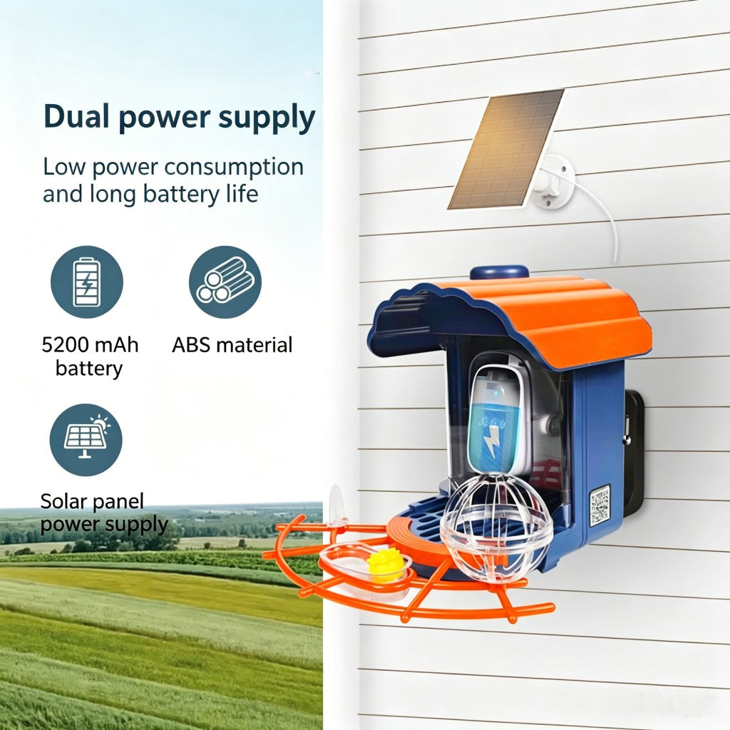 HoweYi BFC400R Smart Bird Feeder with Solar Panel Dual Power Supply