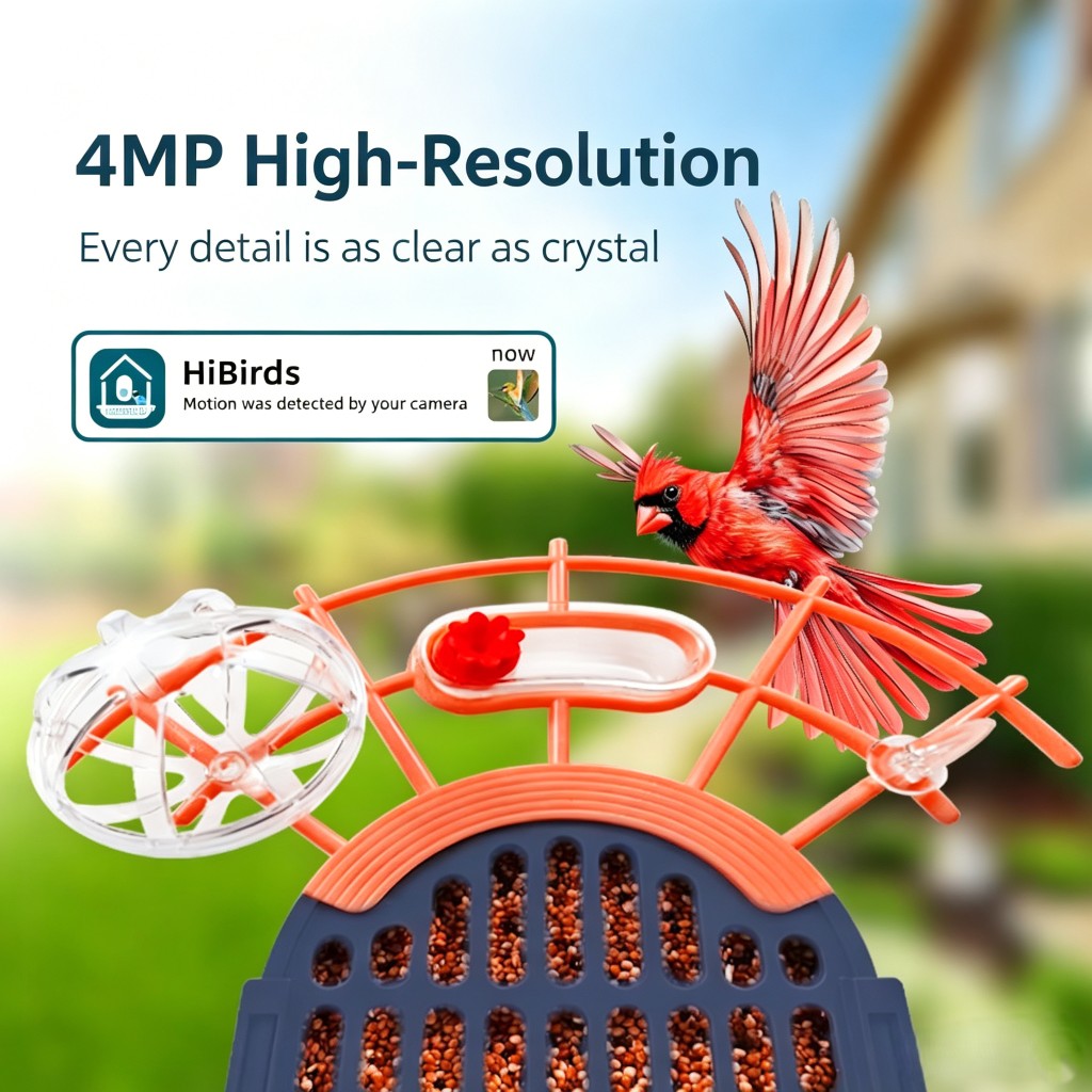 HoweYi BFC400R Smart Bird Feeder with Solar Panel 4MP HD Pixels