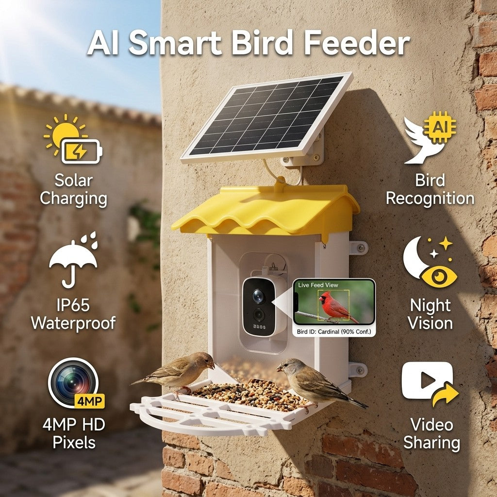HoweYi BFC400 AI Smart Bird Feeder Camera with Solar Power Main Features