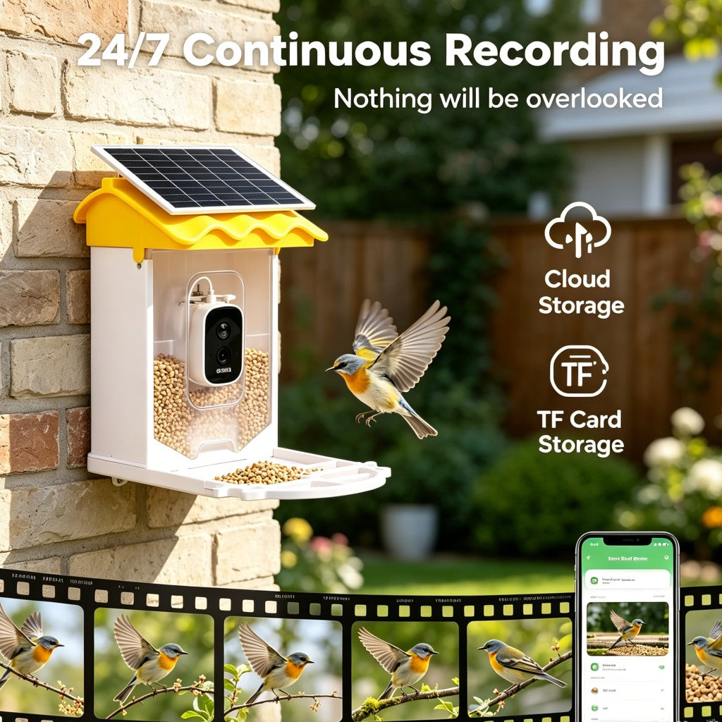 HoweYi BFC400 AI Smart Bird Feeder Camera with Solar Power Continuous Recording