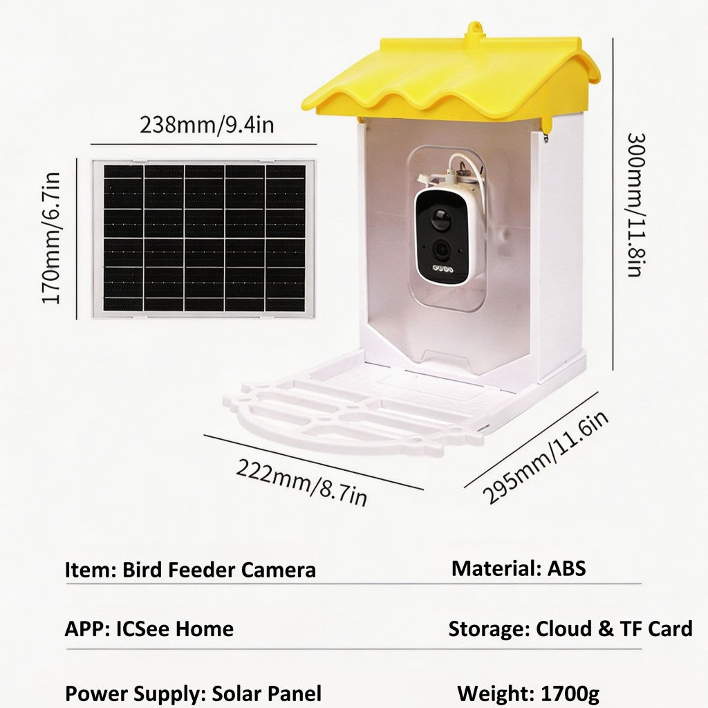 HoweYi BFC400 AI Smart Bird Feeder Camera with Solar Power Product Dimensions