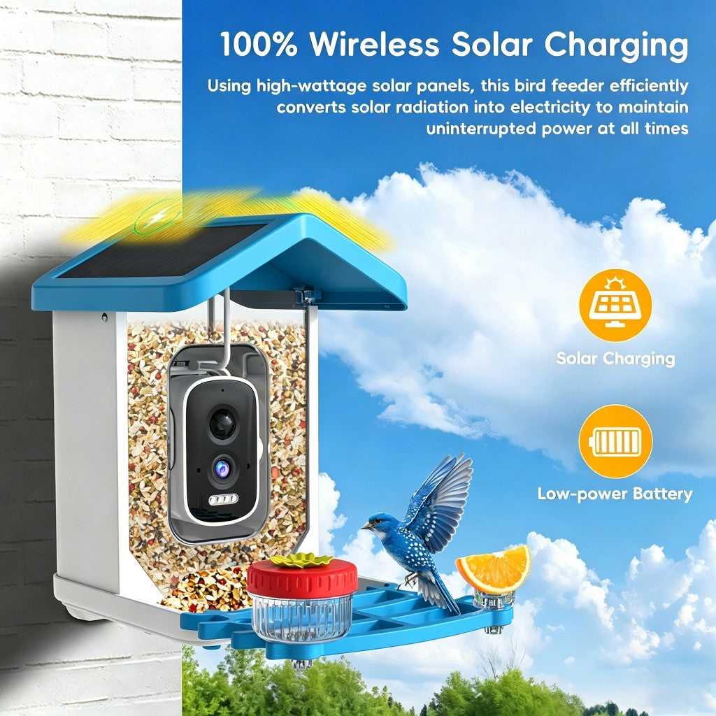 HoweYi BFC500 AI Smart Bird Feeder with Solar Powered Wireless Continuous Charging
