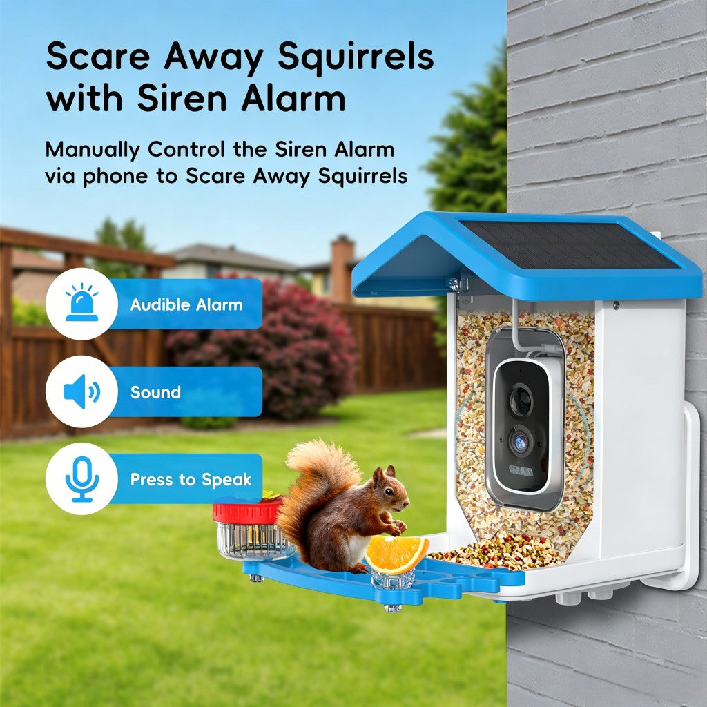 HoweYi BFC500 AI Smart Bird Feeder with Solar Powered with Siren Alarm