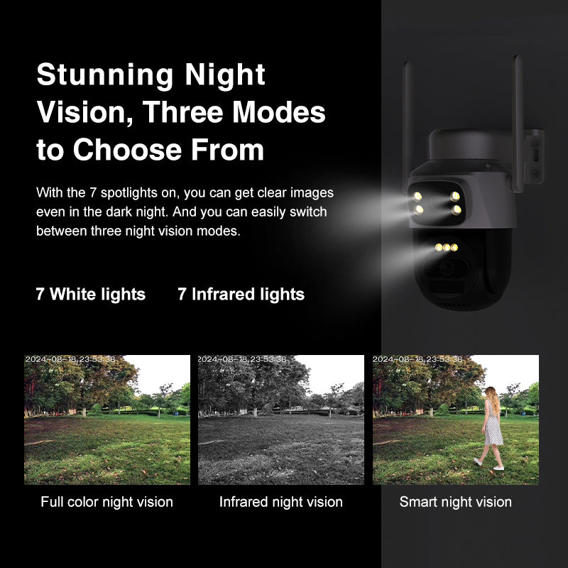 Full-color night vision with dual light sources for clear nighttime surveillance