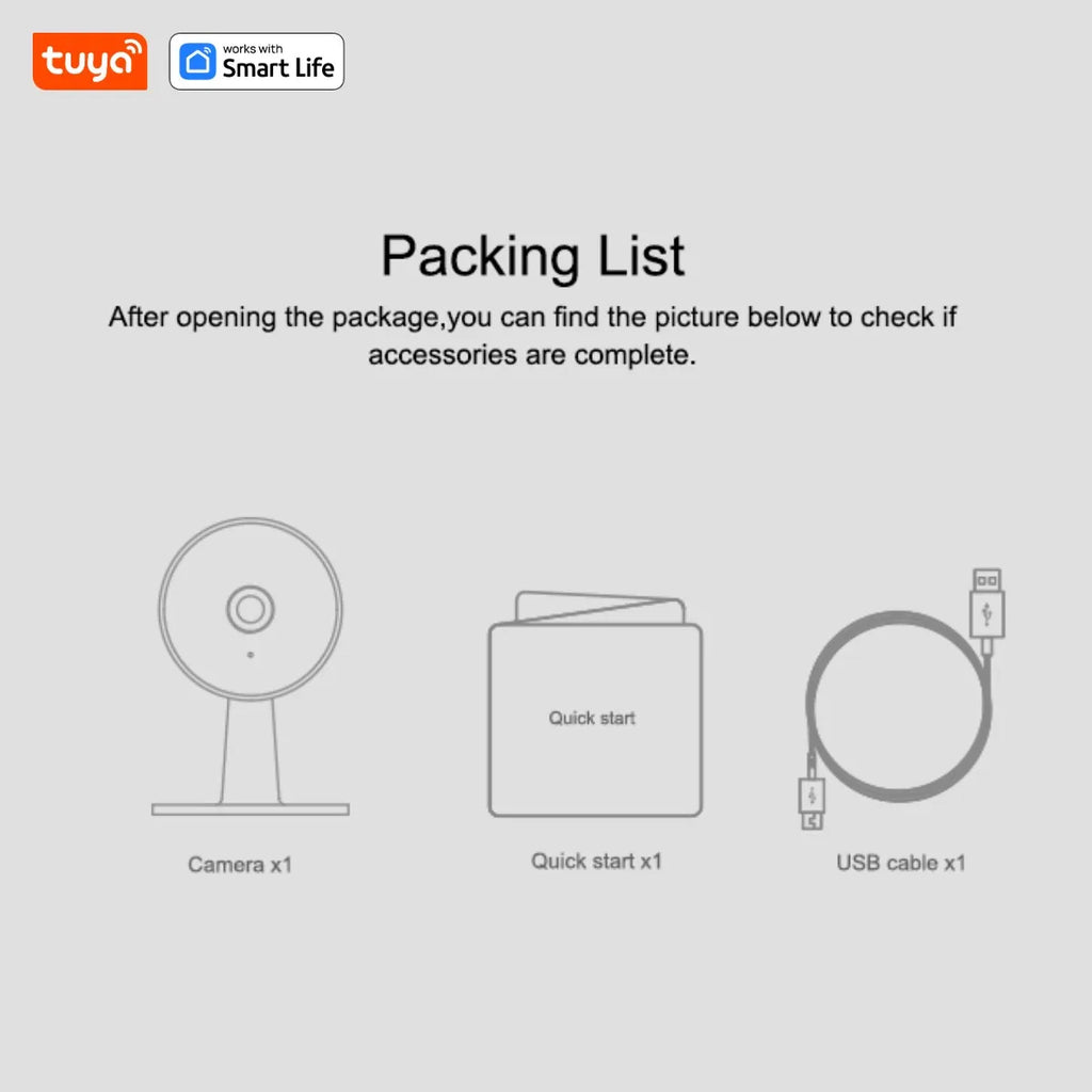 HY-SC500 Series Smart WiFi Home Camera Packing List