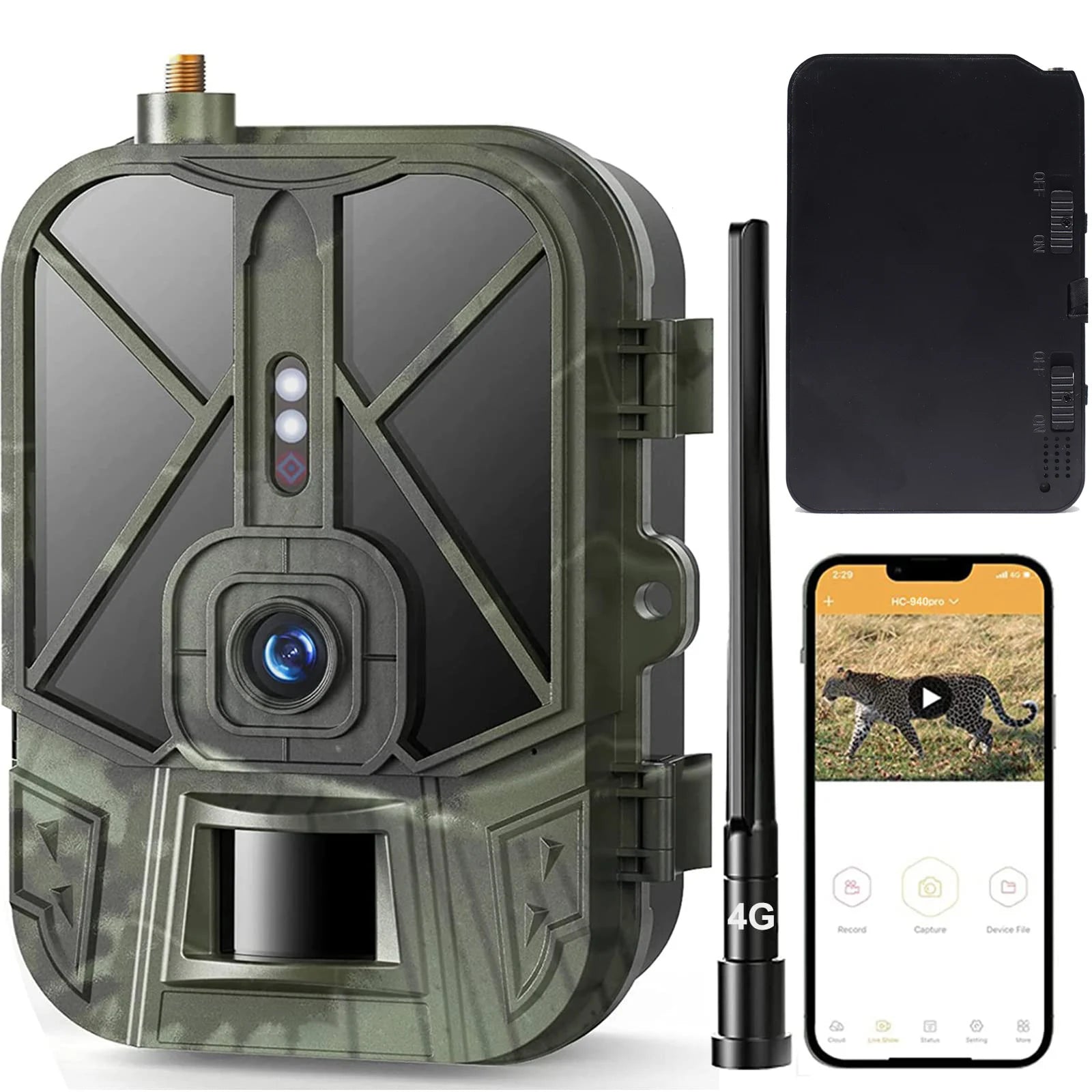 HY-TC800 4G LTE Cellular Trail Camera - 4K Video & 36MP AI Wildlife Camera