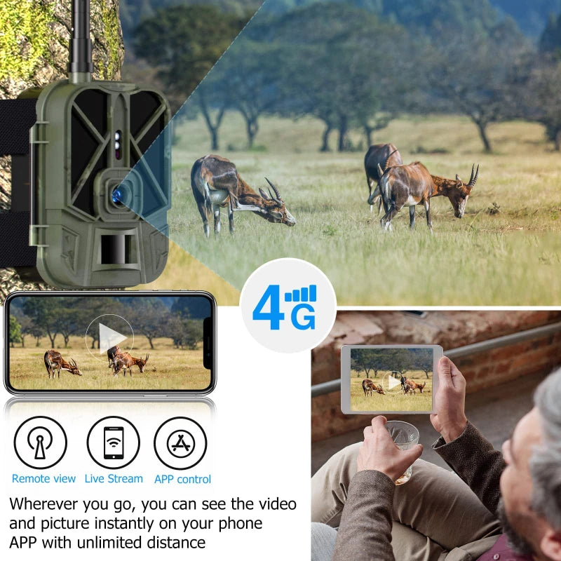 HY-TC800 4G LTE Cellular Trail Camera - 4K Video & 36MP AI Wildlife Camera