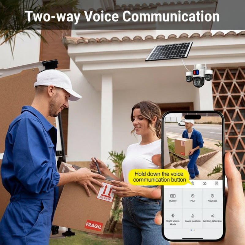HYS84 Smartphone screen displaying the mobile app interface using the two-way audio real-time intercom