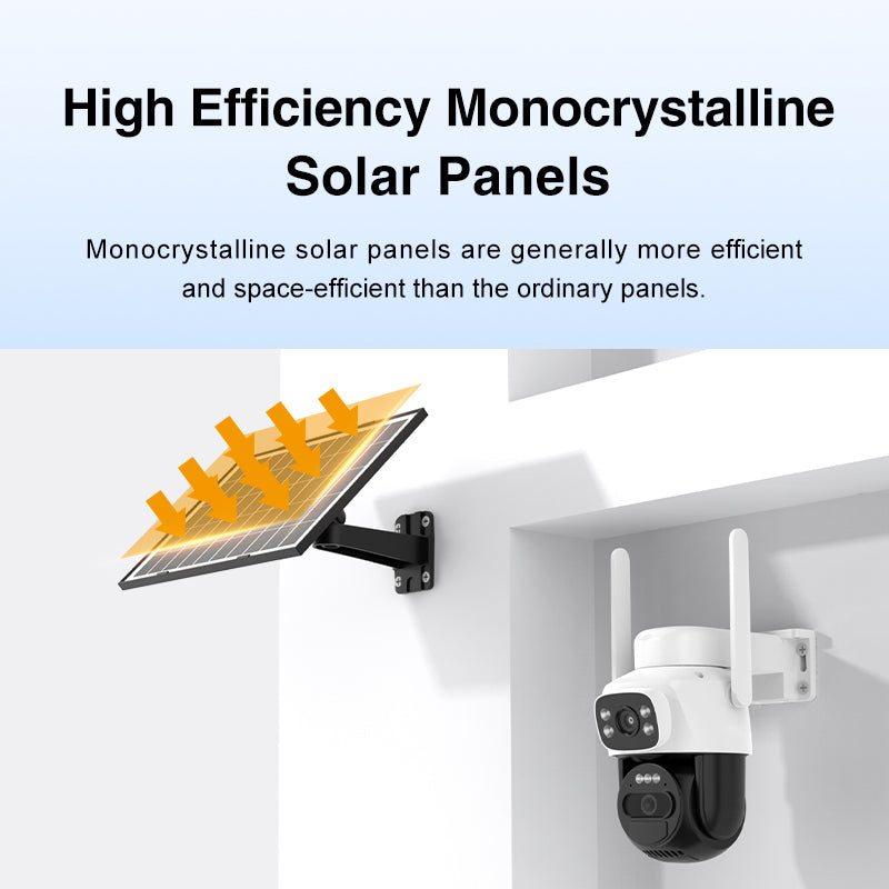 High-efficiency solar panel charging the 6000mAh battery of the VSD3 security camera