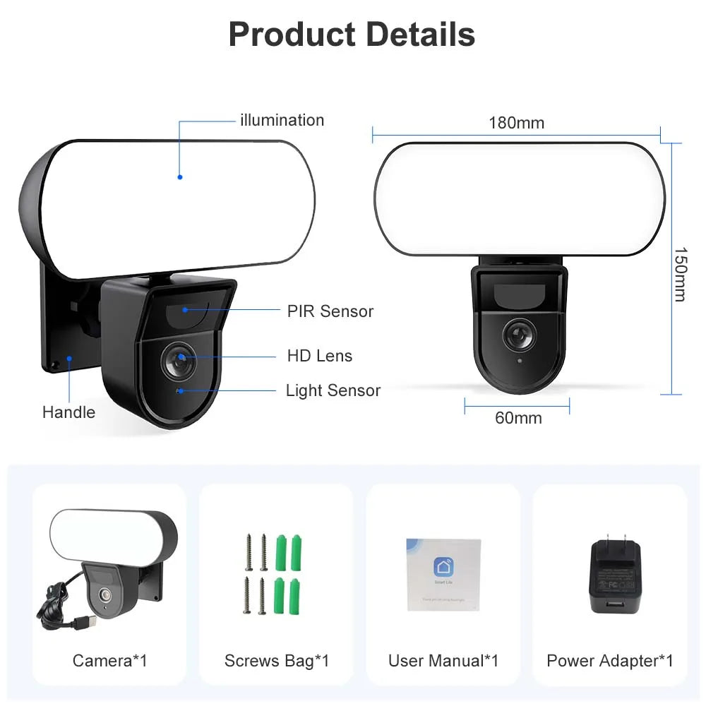 HoweYi HY-WL10 Smart Floodlight Camera and Garden Wall Lamp Product Details