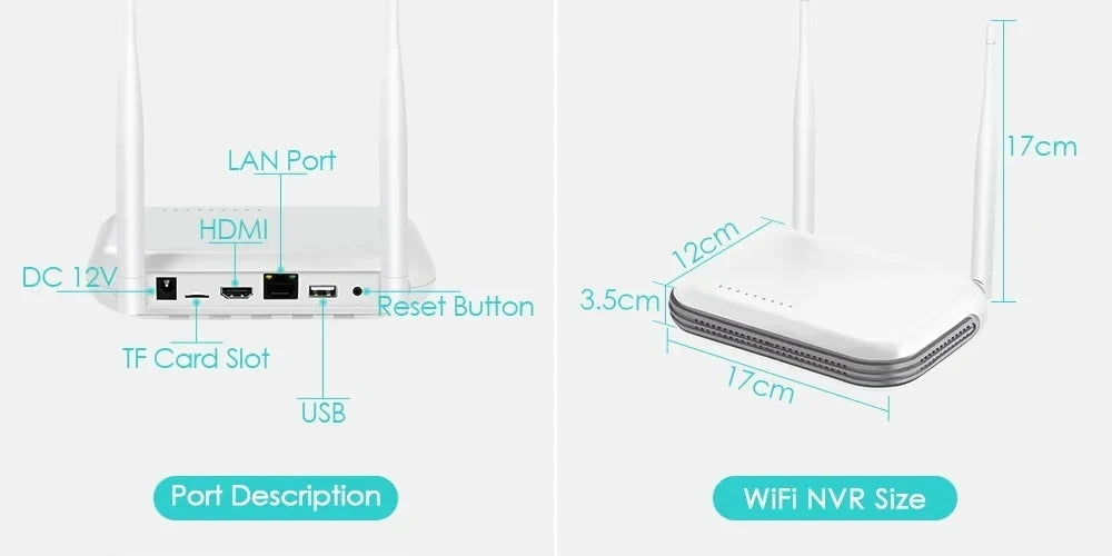 HoweYi IP400-NVR ports including HDMI output and Gigabit Ethernet RJ45.