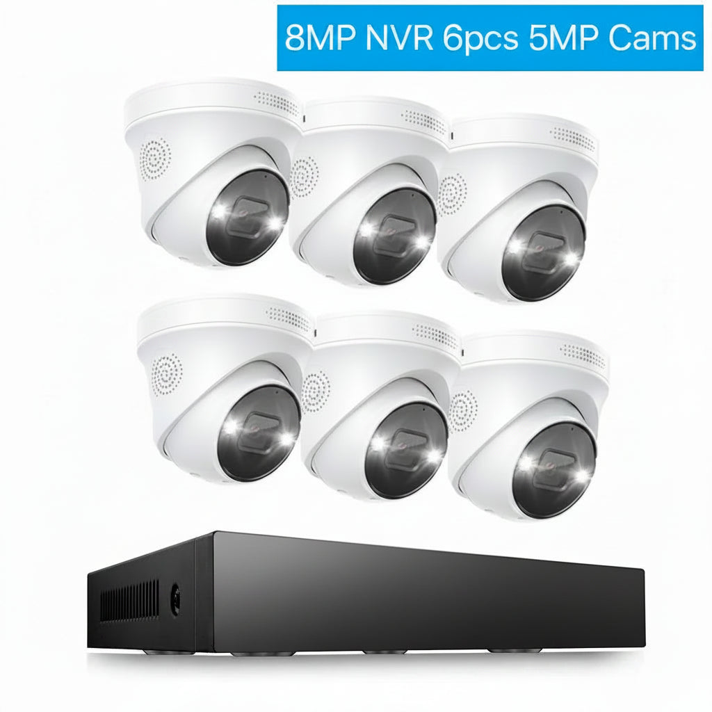HoweYi IP800-NVR 4K Ultra HD 8MP PoE Security Camera System 8MP NVR 6pcs 5MP Cams