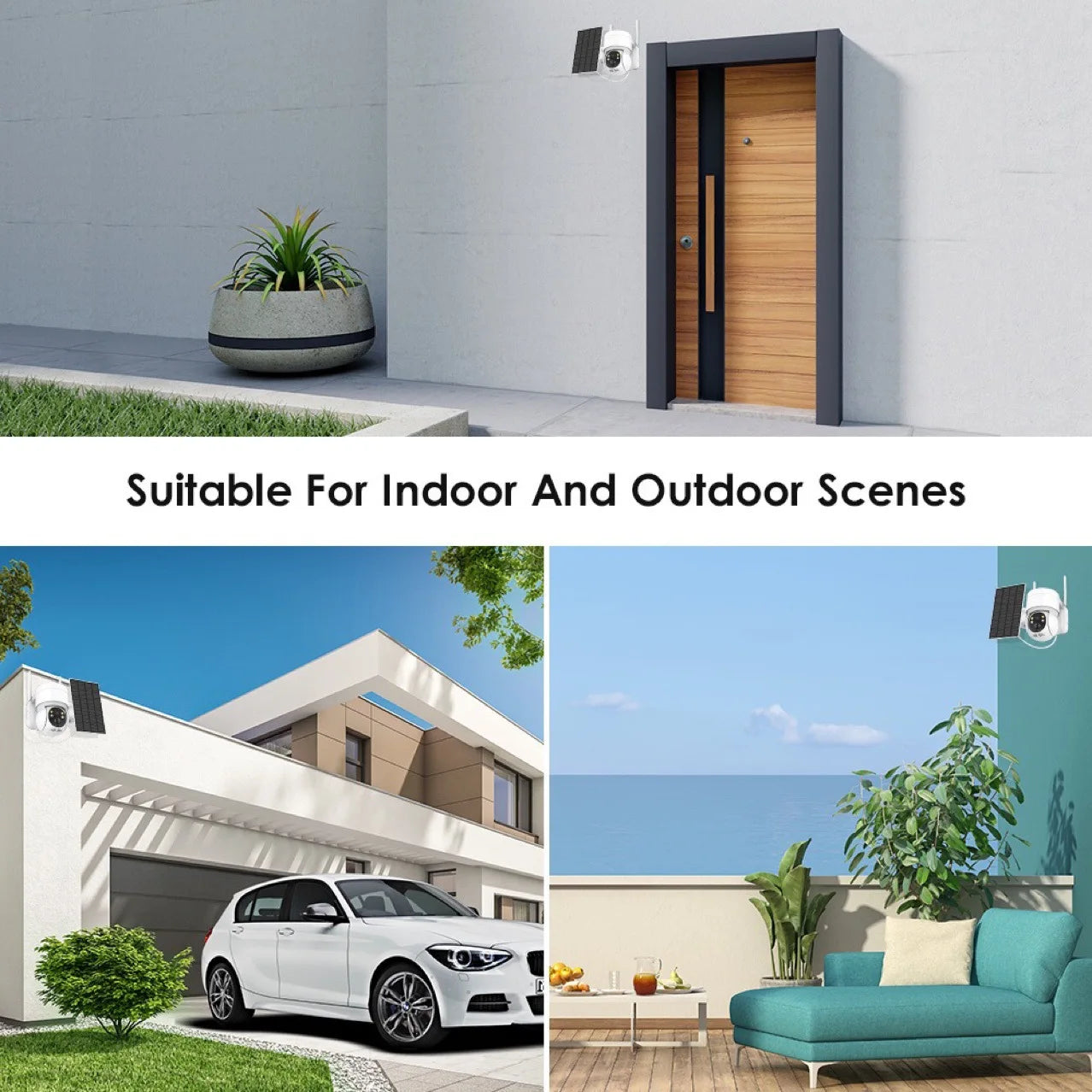 Outdoor installation of HoweYi IP400-NVR wireless dome camera for home security.