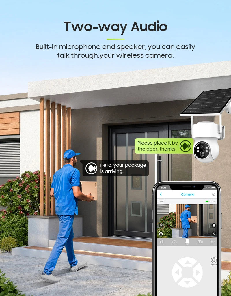 Real-time two-way audio intercom feature of HoweYi IP400-NVR dome camera.