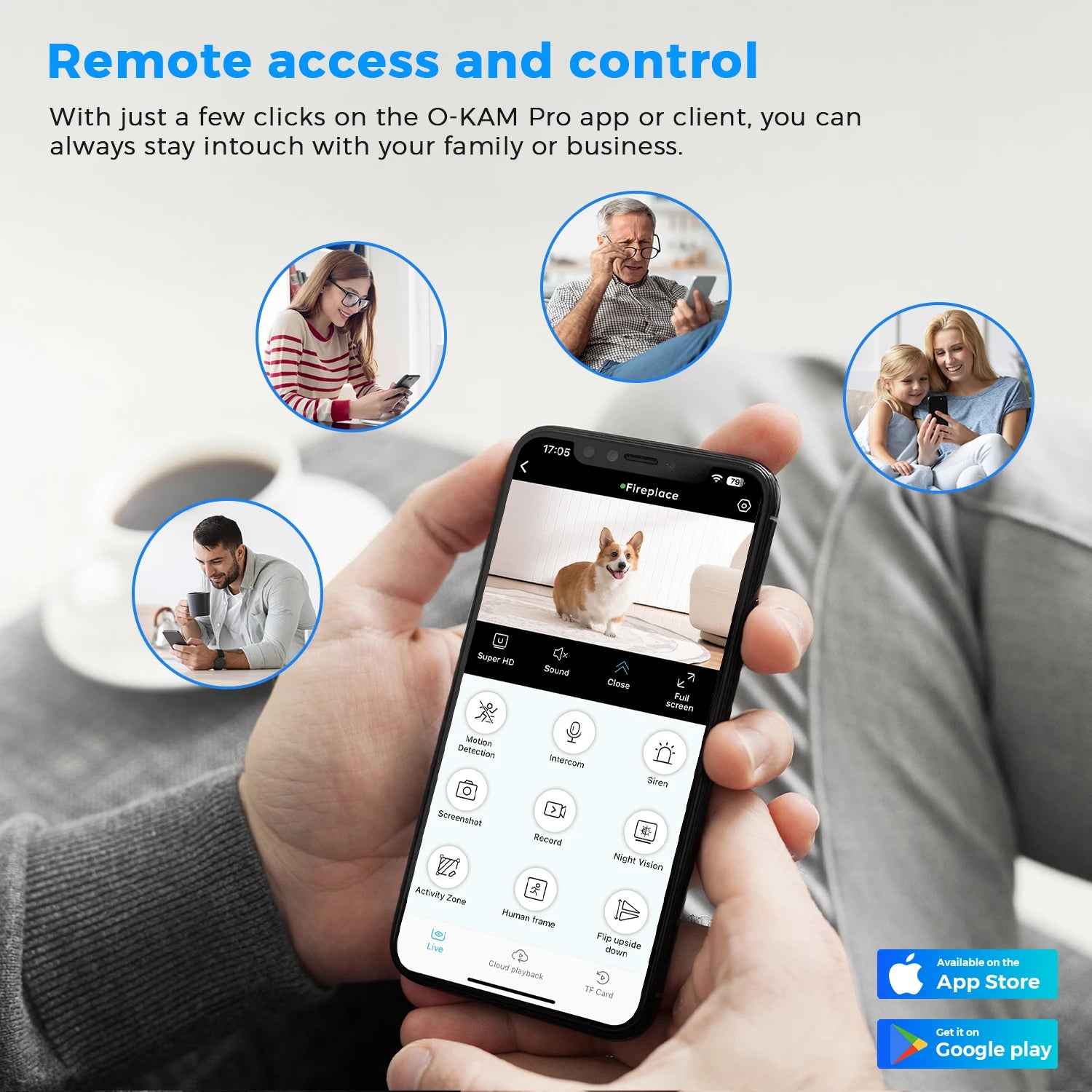 Remote Monitoring and Access via O-KAM PRO App for Android and iOS