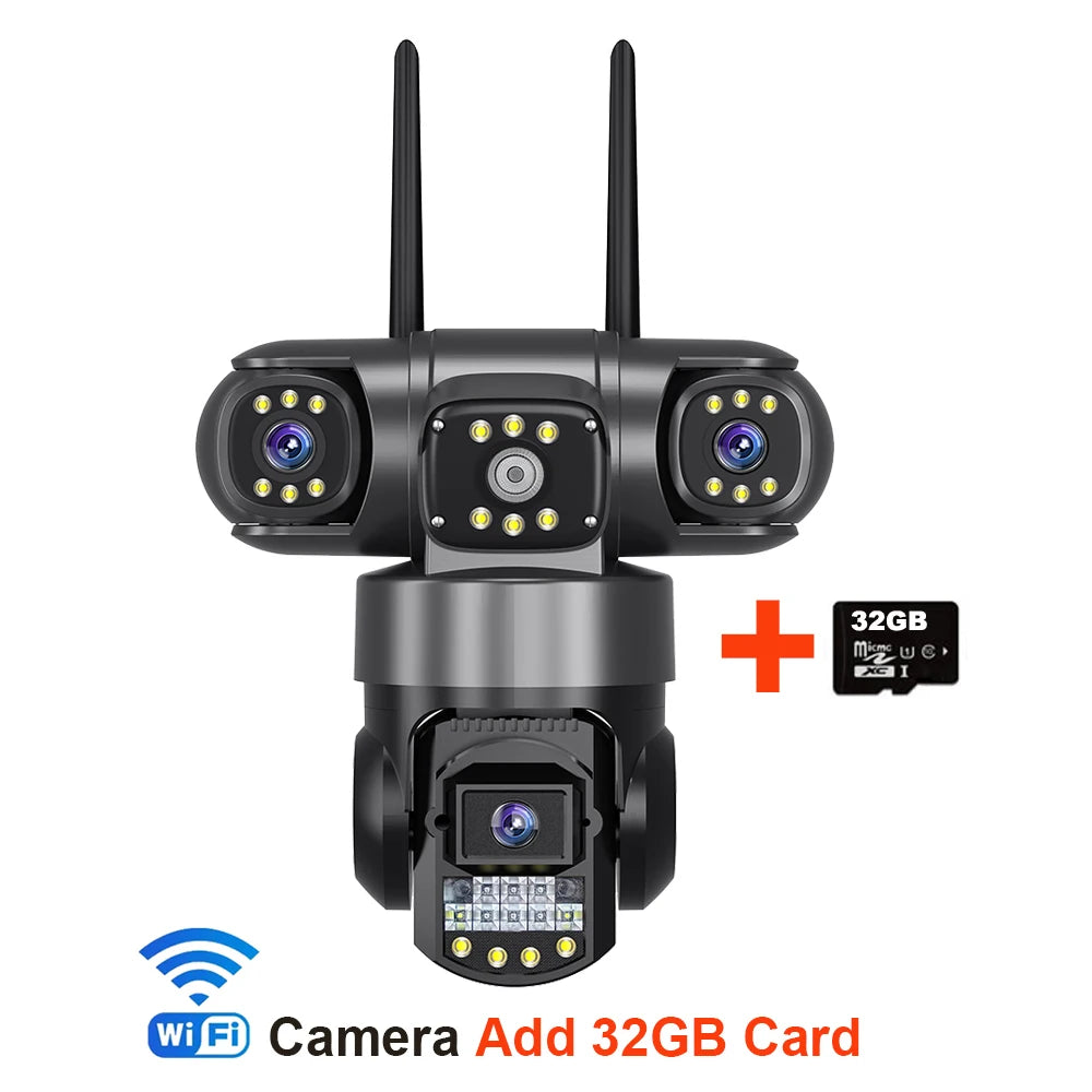 HoweYi HY-FL1200 6K 12MP Triple Lens Outdoor Security Camera, WiFi PTZ CCTV Cam