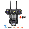 HoweYi HY-FL1200 6K 12MP Triple Lens Outdoor Security Camera, WiFi PTZ CCTV Cam