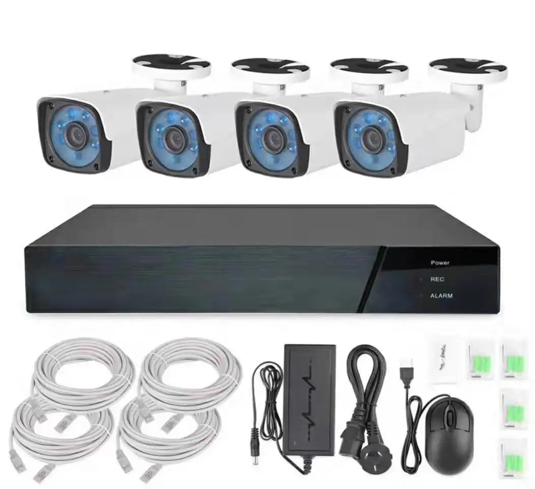 IP-4CH AI 4CH POE Security Kit - 4K 8MP/5MP Ultra HD Surveillance System with Audio Recording, IP66 Waterproof, Smart Motion Detection