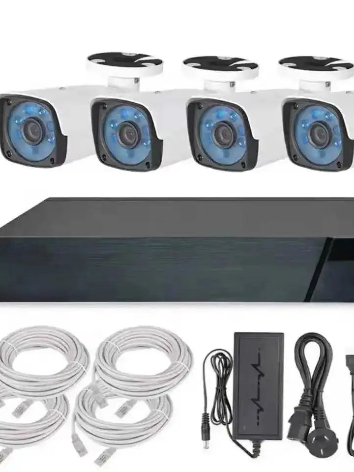 IP-4CH AI 4CH POE Security Kit - 4K 8MP/5MP Ultra HD Surveillance System with Audio Recording, IP66 Waterproof, Smart Motion Detection