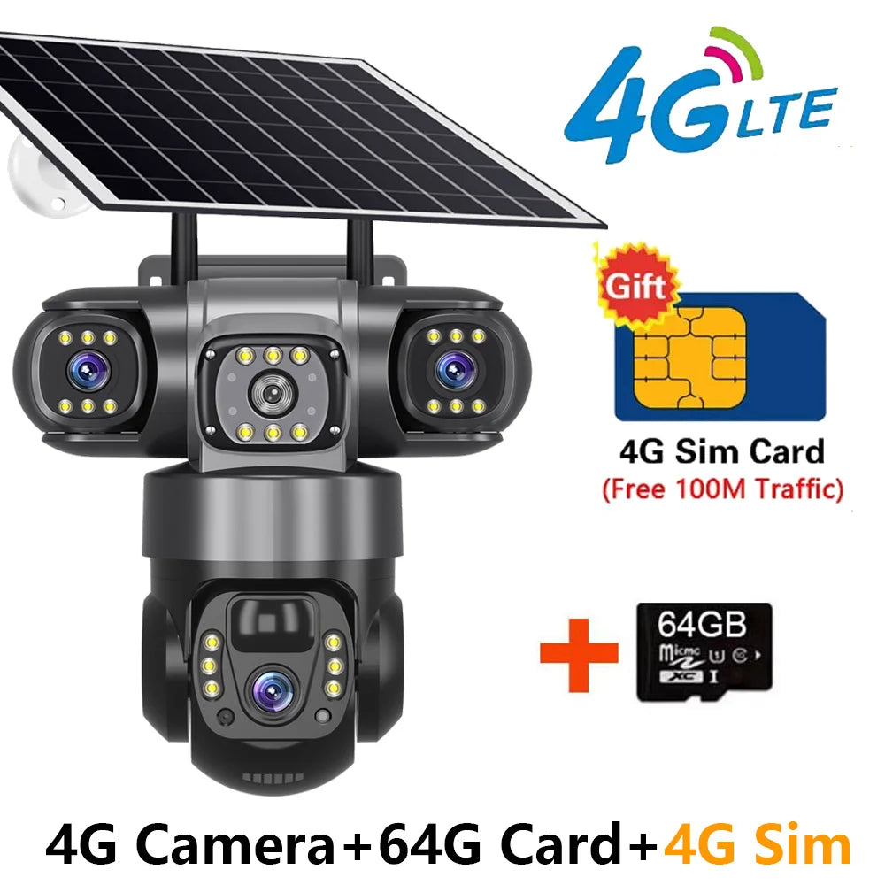Caméra de sécurité solaire 4G HoweYi HY-SO400-Z à 3 objectifs, zoom 10x, caméra de surveillance extérieure