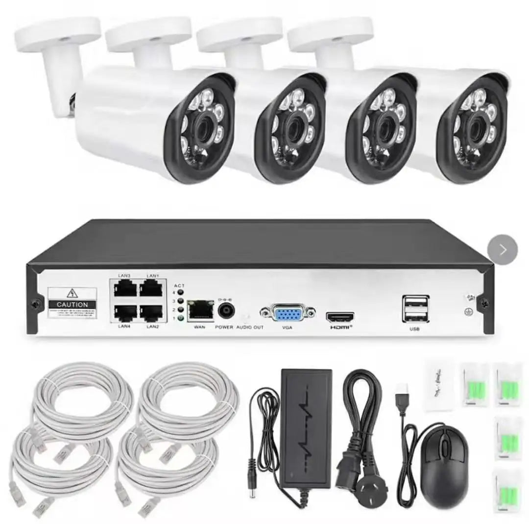 IP-4CH AI 4CH POE Security Kit - 4K 8MP/5MP Ultra HD Surveillance System with Audio Recording, IP66 Waterproof, Smart Motion Detection