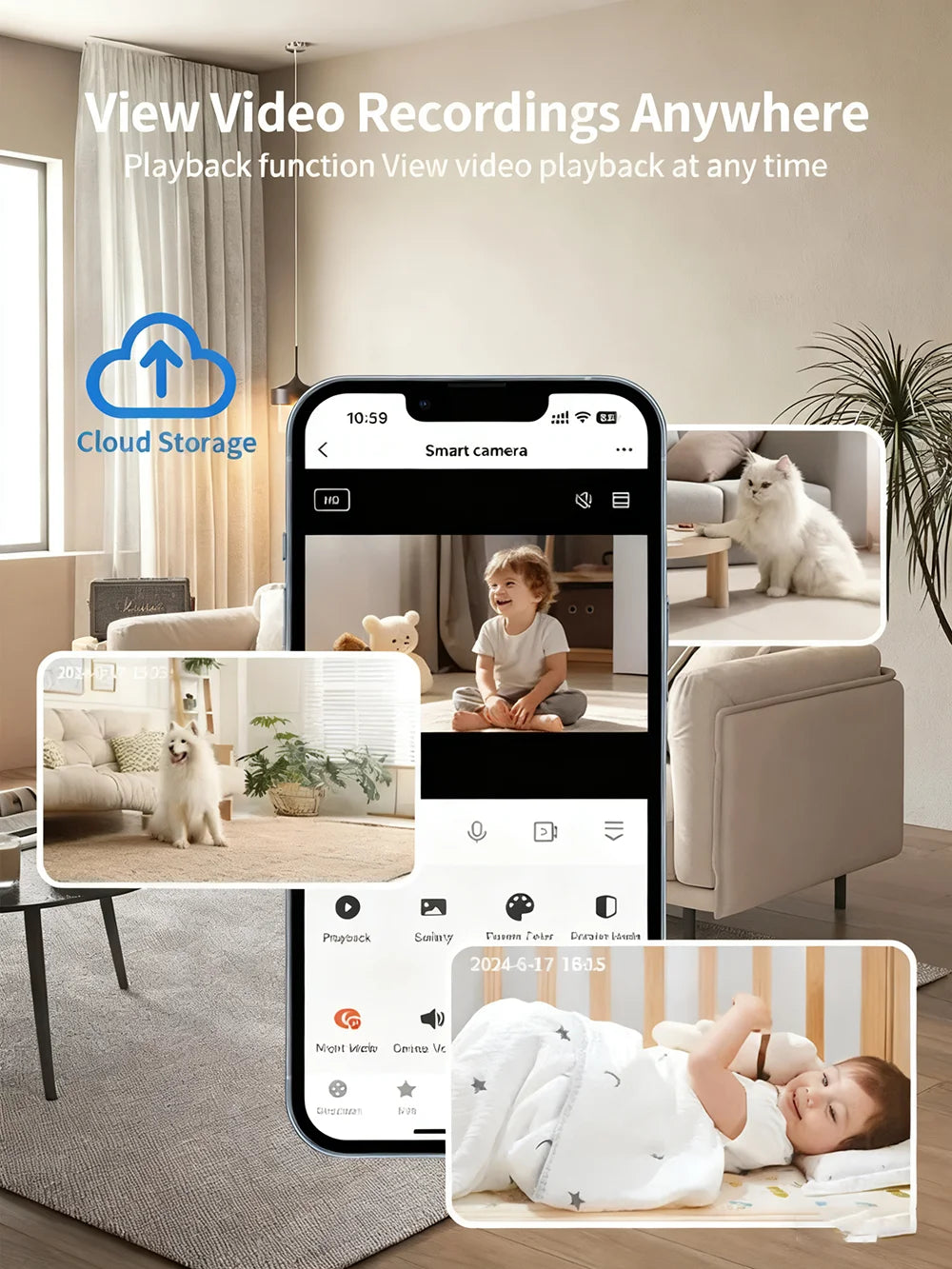 Secure Cloud Storage and 128GB MicroSD Card Local Storage Options