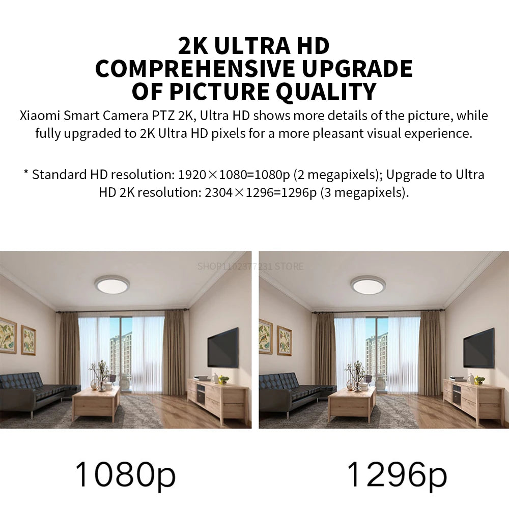 Xiaomi Smart Camera PTZ 2K Version C300 - 3MP 360° Panoramic AI Human Detection F1.4 Aperture Full Color Night Vision 2-Way Voice Indoor Security Camera