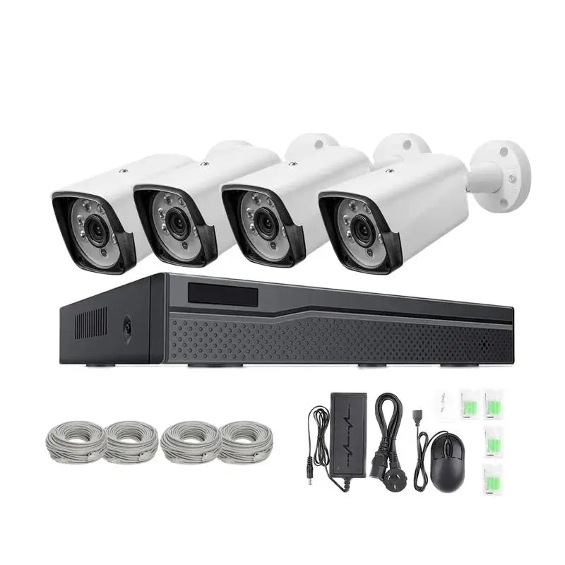 IP-4CH AI 4CH POE Security Kit - 4K 8MP/5MP Ultra HD Surveillance System with Audio Recording, IP66 Waterproof, Smart Motion Detection