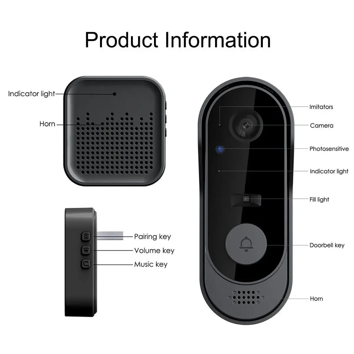 Smart visual video doorbell front view