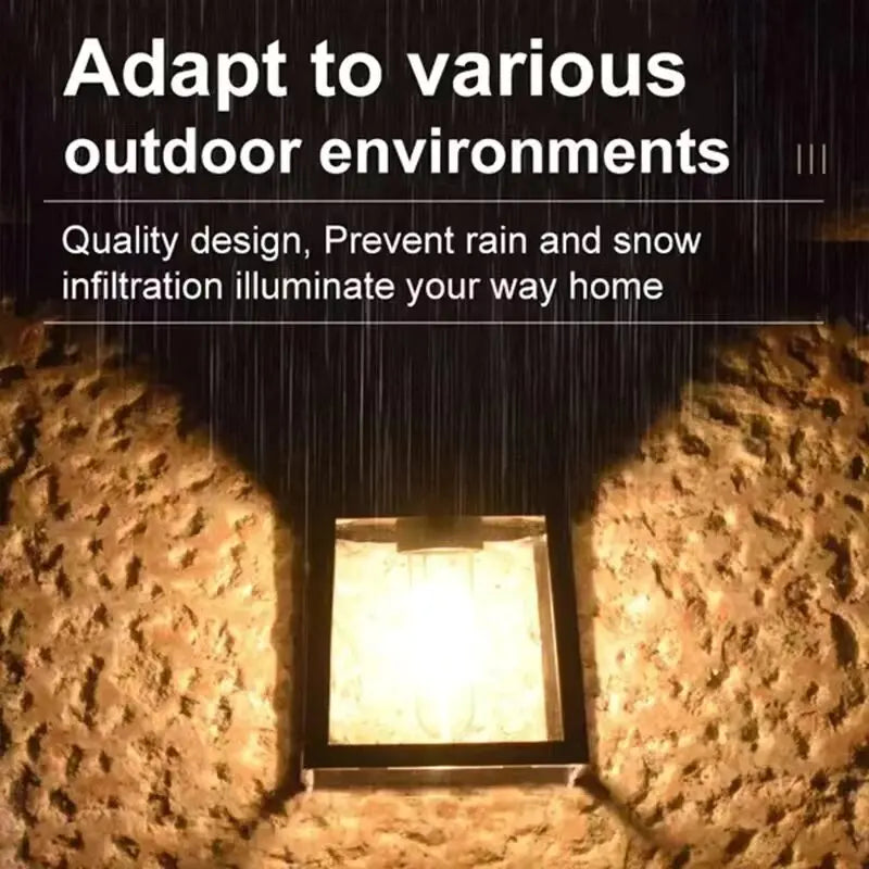 Solar wall light application on fence, garden, and garage walls
