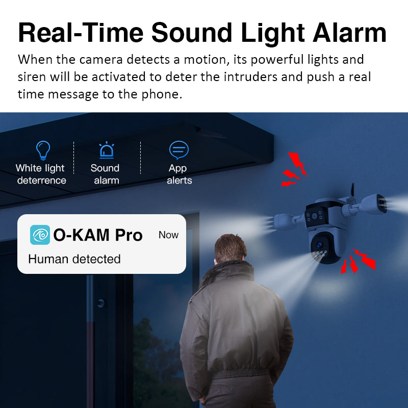 VST3_11 Three-Lens Solar Powered WiFi Camera 6MP HD Sound Light Alarm 