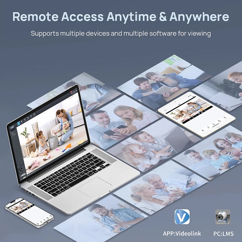 Videolink App remote viewing and AI motion detection alert system.