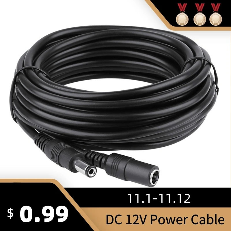 2.1mm x 5.5mm DC male to female power extension connector