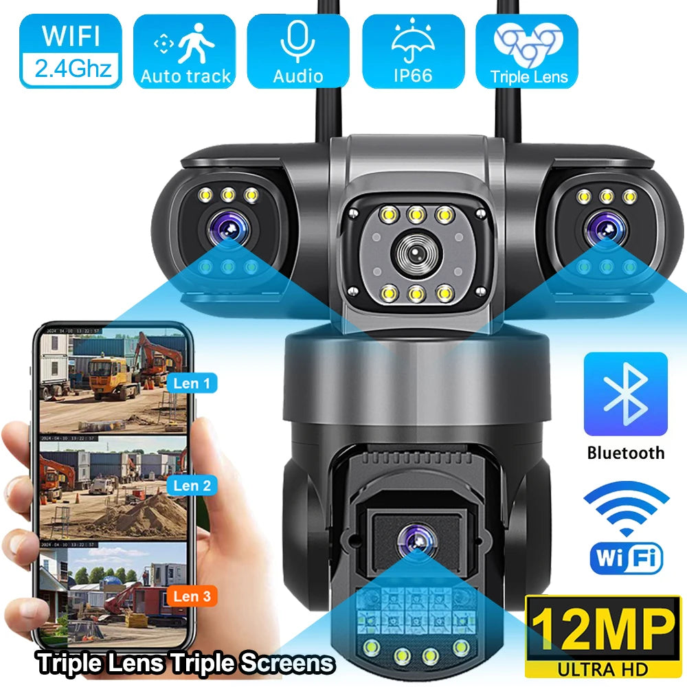 HoweYi HY-FL1200 6K triple lens floodlight camera feature labels