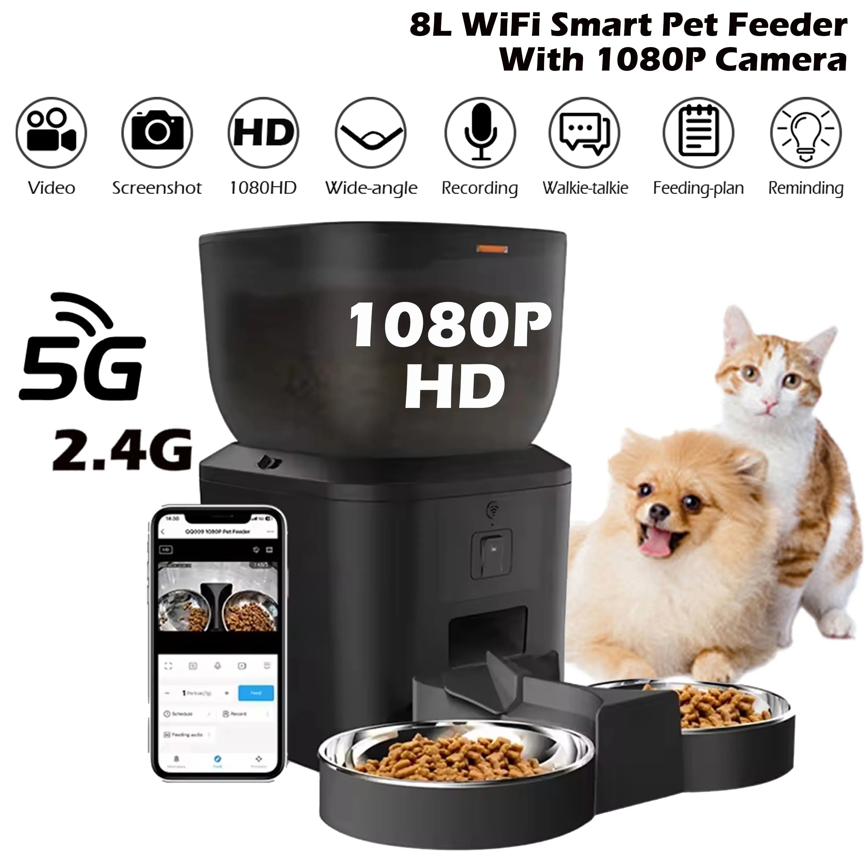 HoweYi HY-PM-F200 automatic cat feeder with 1080P camera